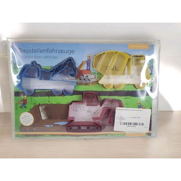 Construction Site Vehicles Biscuit Cookie Cutters 3 German Baustellenfahrzeuge - Picture 1 of 10